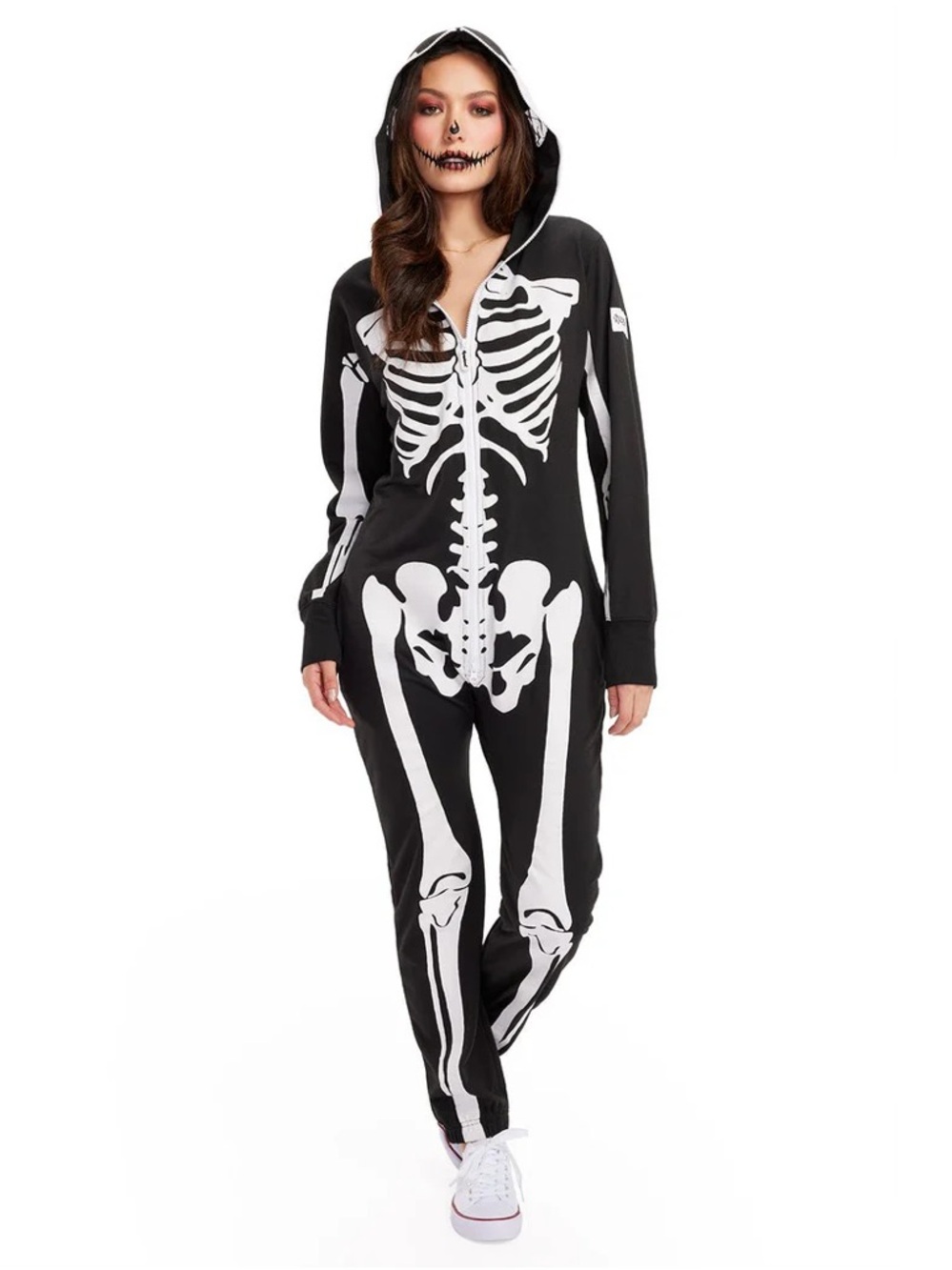 Tipsy Elves Skeleton Unisex Onesie with Hood Mask - unisex XL